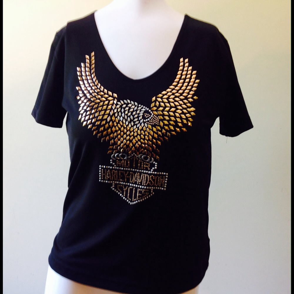 Harley-Davidson Black Beaded Shirt Top